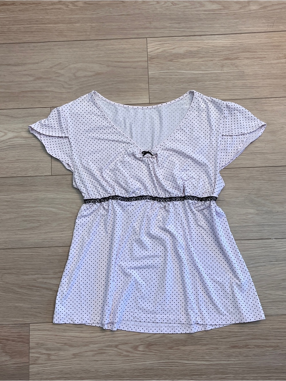 Upcycle Babydoll Top Stripes Lace Women M Coquette Y2K Balletcore